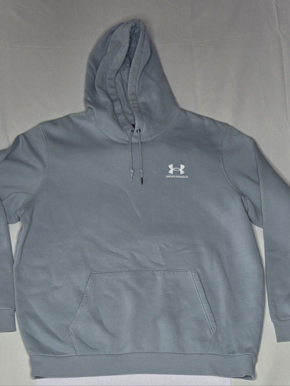 Under Armour Essential Icon Fleece Hoodie Light Blue XL 28x29 Loose Fit